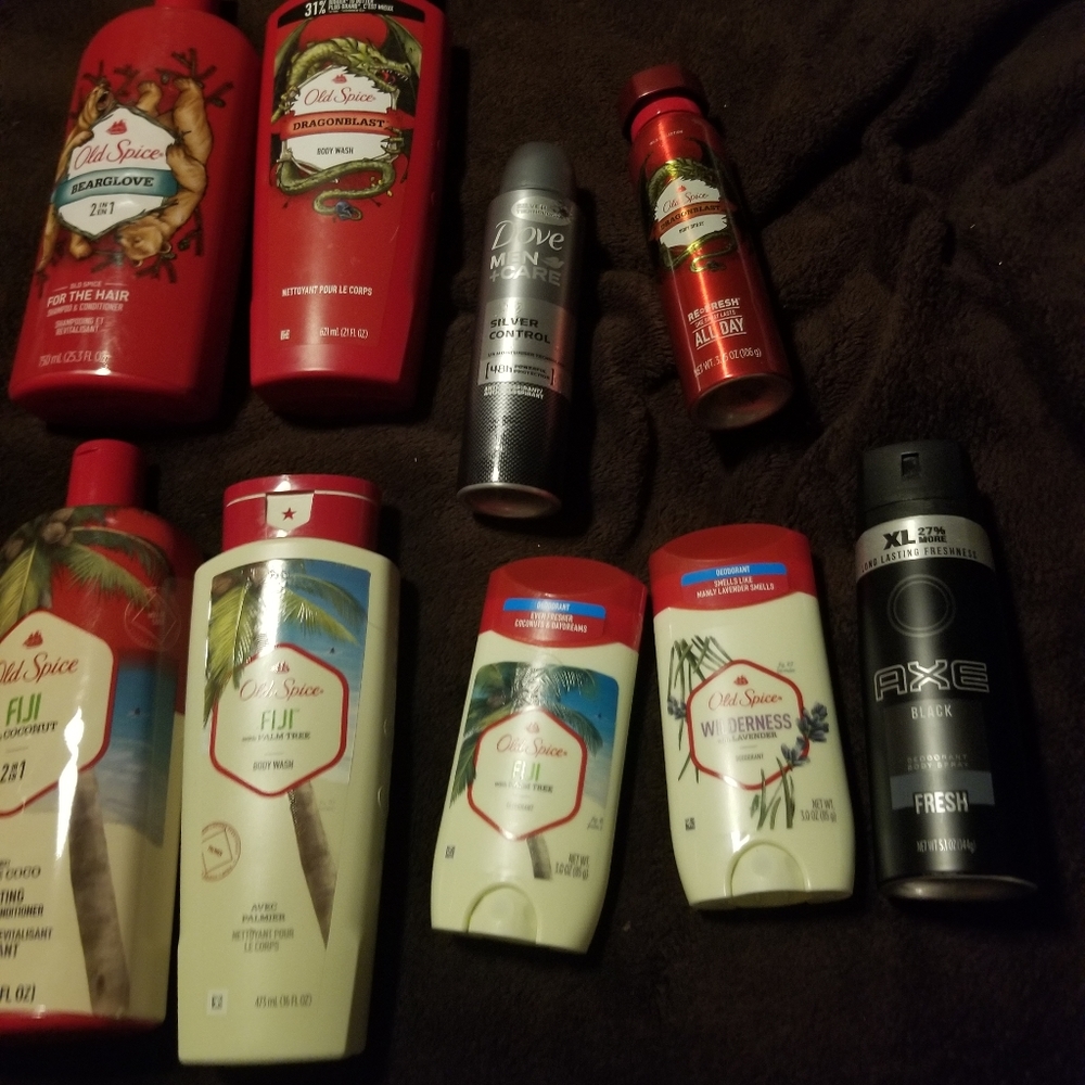 Body wash, deodorant,  sprays